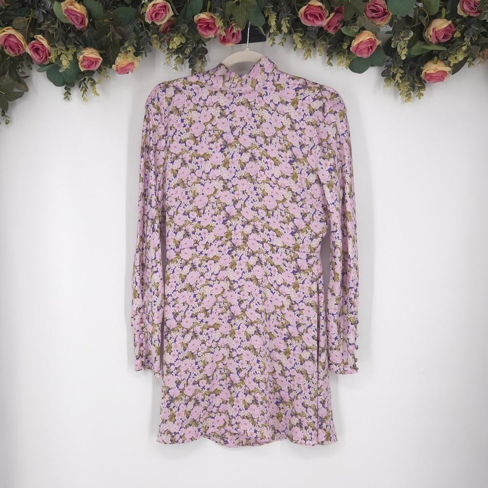 ZARA Floral Mock Neck Long Sleeve Dress Size Medium NWT